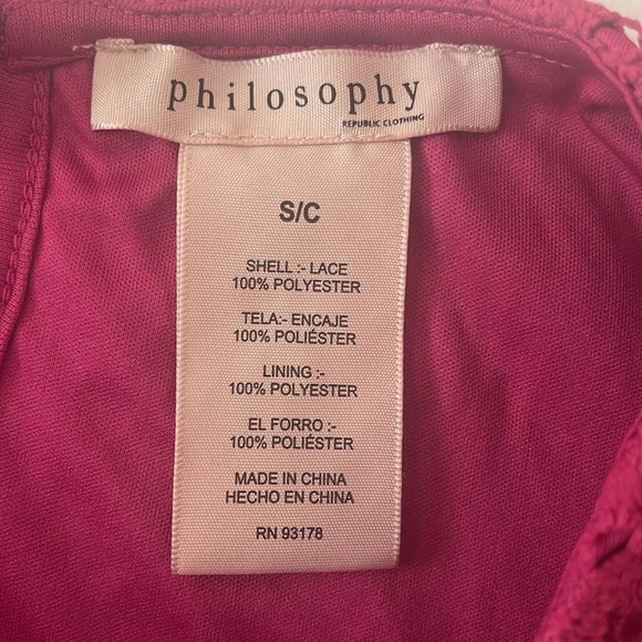Philosophy Crocheted Lace Top Hot Pink Bohemian Barbiecore Retro Boho Size Small - Picture 3 of 6